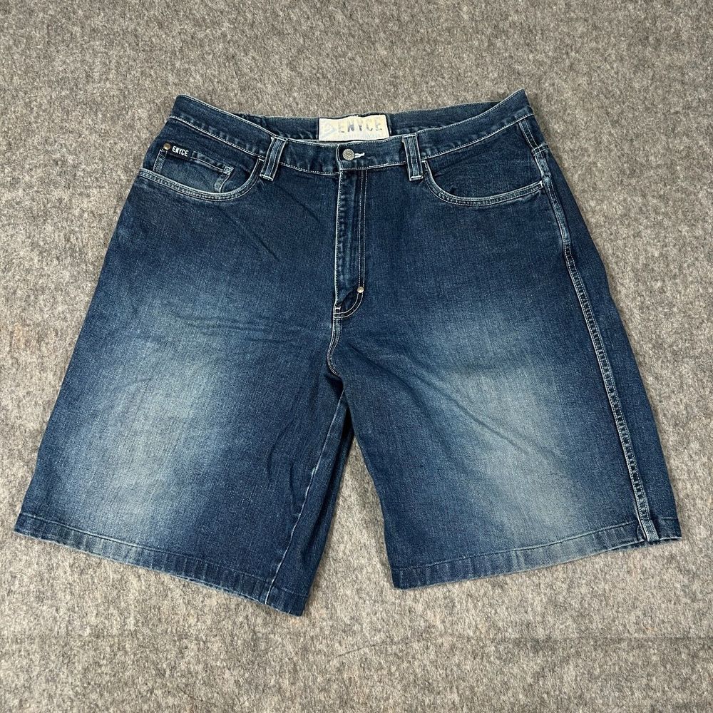 Enyce Men's Jean Shorts Size 40 Blue Denim Dark Wash Baggy 90s Retro